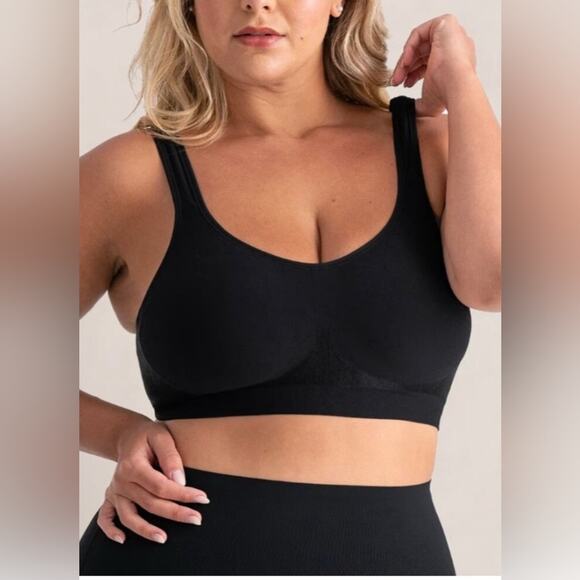 Truekind Daily Comfort Wirefree Shaper Bra BLACK Support Stretch NWT XL - Picture 5 of 8